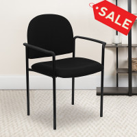 Flash Furniture Black Fabric Stacking Chair with Arms BT-516-1-BK-GG
